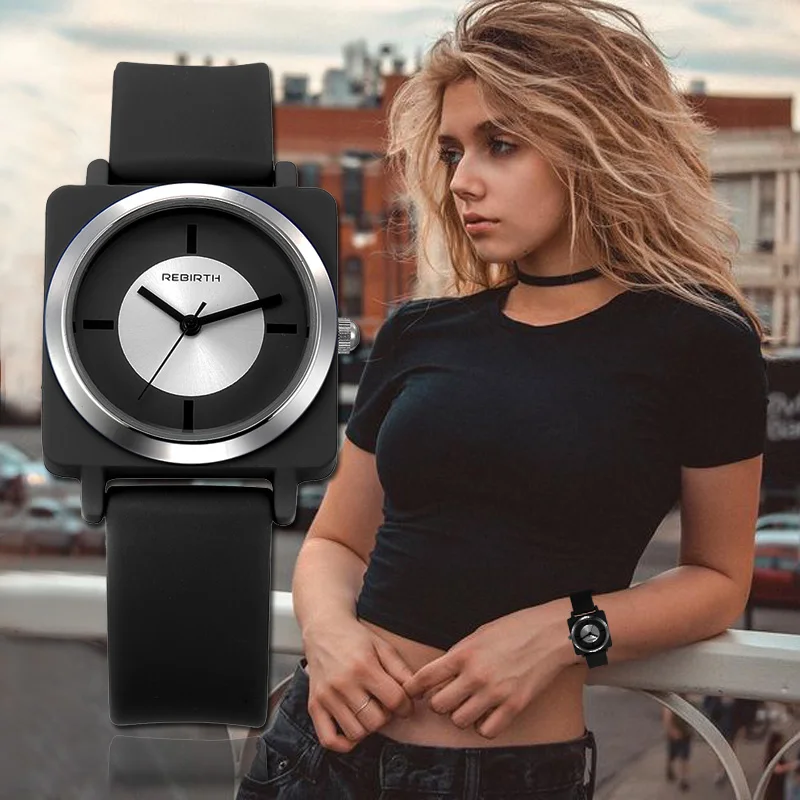 Женские часы REBIRTH оригинальные наручные с силиконовым ремешком женские