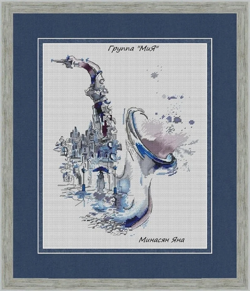 Вышивка крестиком силуэт саксофона наборы узоров хлопок 100% |