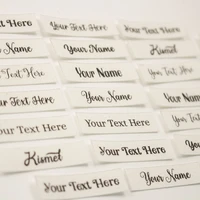 10x40mm 80 piece iron on name labels cotton with logo or text sewing label organic label etiquetas personalizada 100 cotton