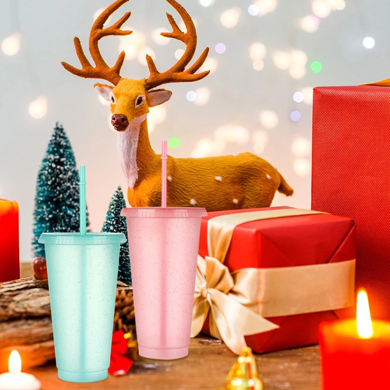 480/700 мл вспышка бутылка для воды с крышкой соломинок пластиковая многоразовая