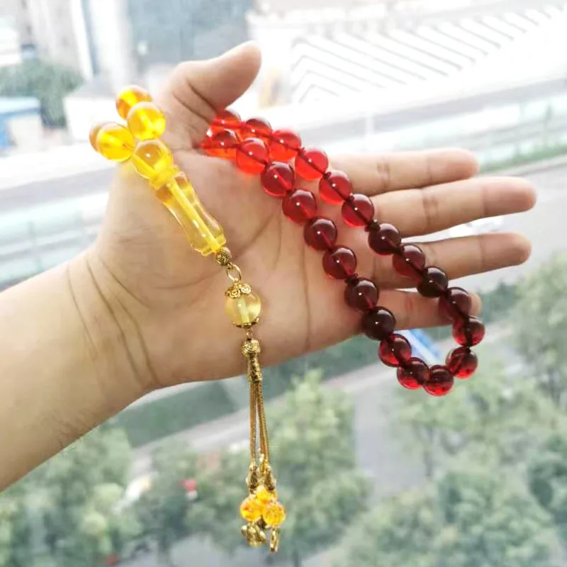 

2021 Tasbih New style Muslim Ramadan Eid gift Misbaha Red - yellow Resin rosary bead islamic accessories arabic fashion Bracelet