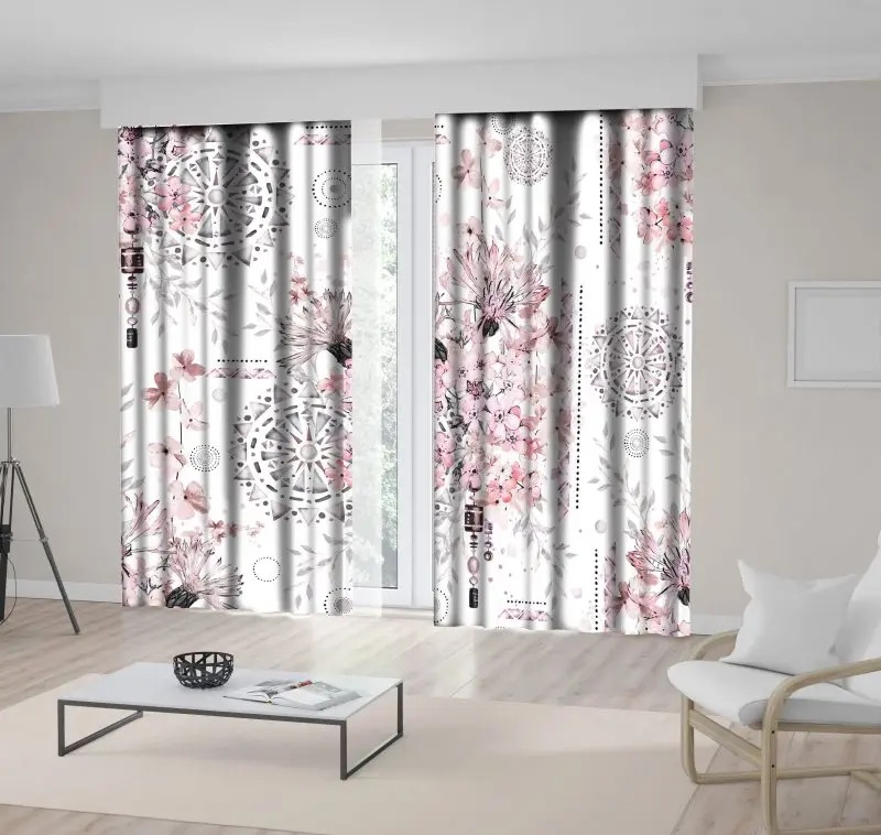 

Curtain Mandala Patterns and Flowers Blossoms in Bouquets Soft Colors Decorative Spring Artwork Wholesale