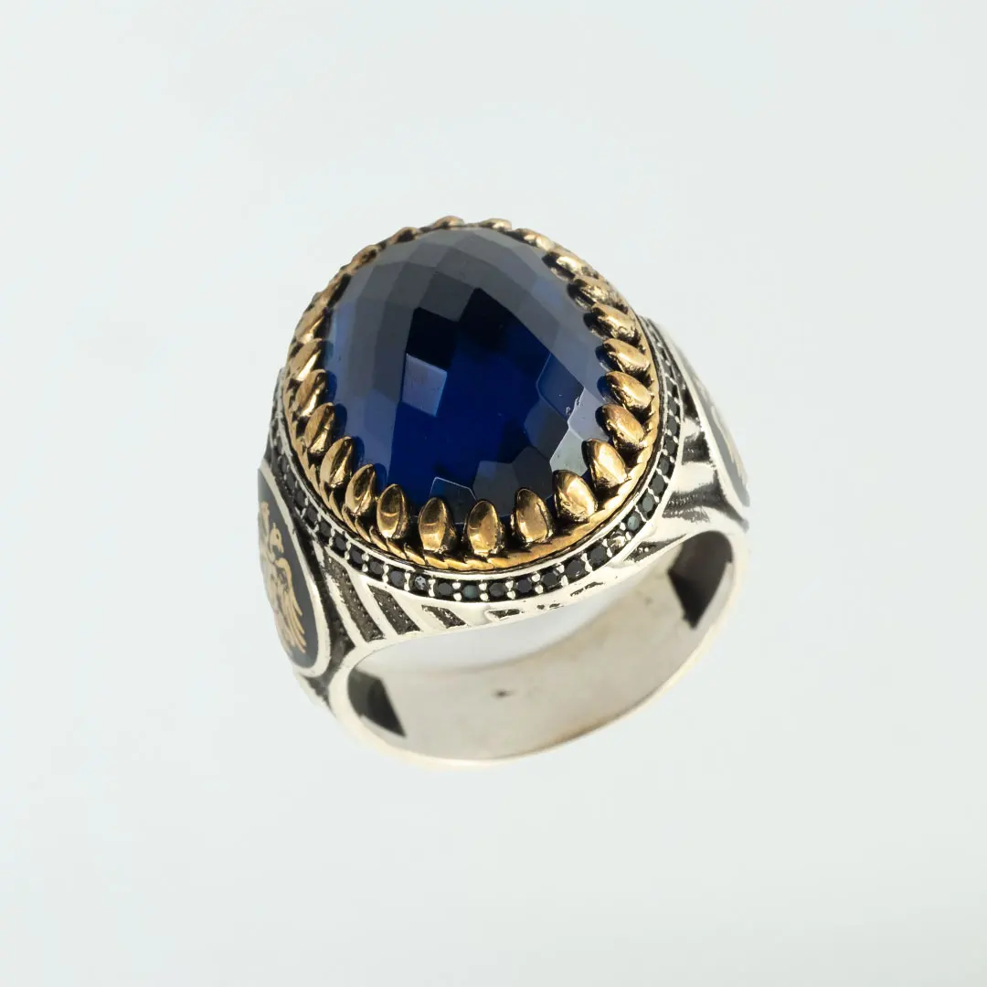 

Vuzera 925K genuine silver men ring square cats eye handmade gift for men all you vintage gift ottoman style turkey