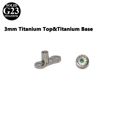 3mm AB TopVBase 1 шт. G23 титановый CZ кристально чистый& AB драгоценный камень якорь для вшивания в кожу Топ микродермальный Якорь Пирсинг кожи Diver пирсинг ювелирные изделия для тела - Окраска металла: 3mm AB TopVBase
