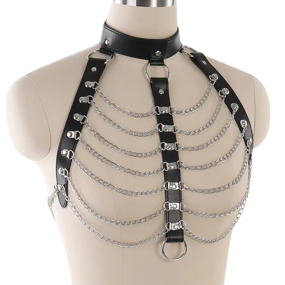 

Women Sexy Body Bondage Harness Belt Garter Crop Top Belt Bra Straps Night Club Accessories Adjustable Leather Leg Harness
