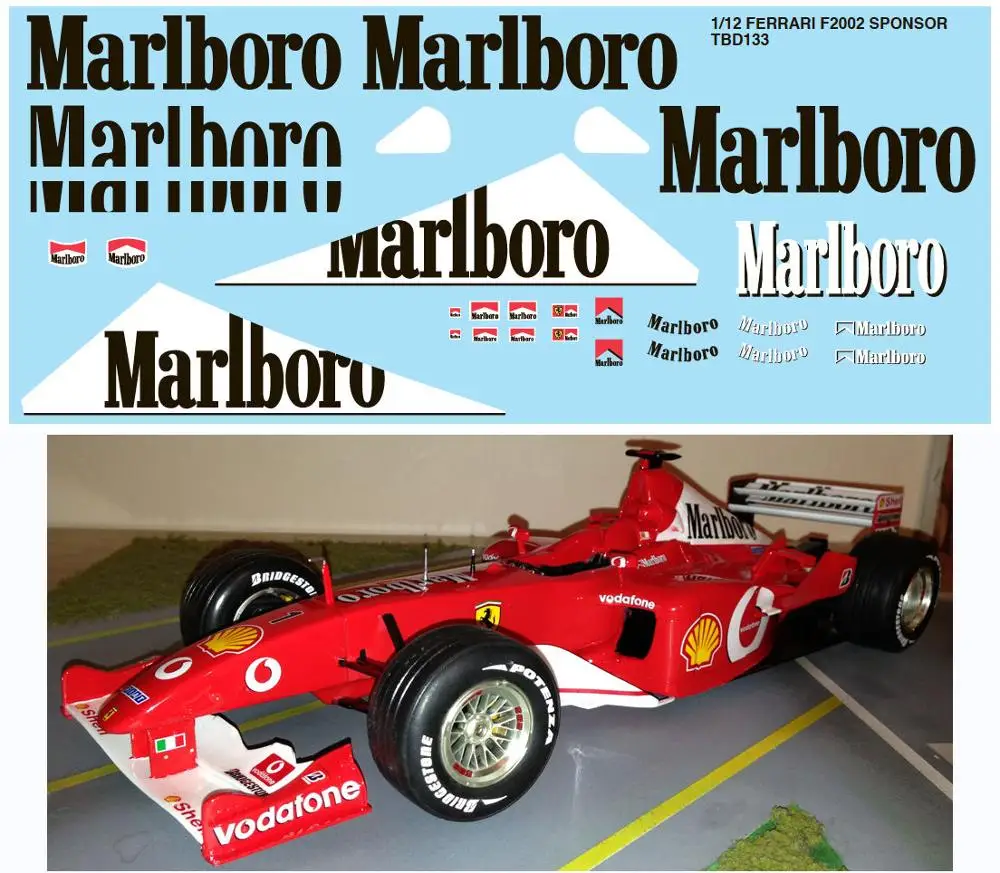 1/12 FERRARI F2002 F1 спонсор для REVELL KIT наклейки TBD133| |