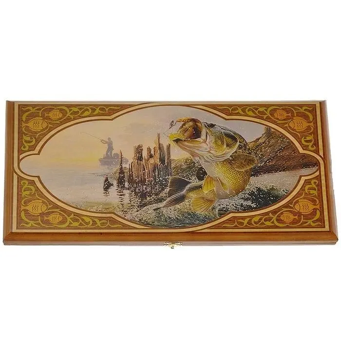 Нарды Пермские Рыбалка средние 50 игра ручной работы недорого подарочные