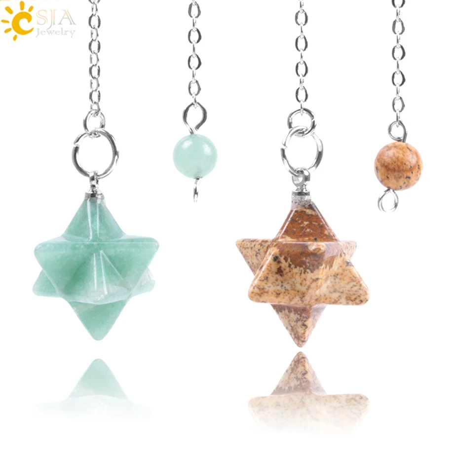 CSJA натуральные драгоценные камни подвески Merkabah для гадания Wicca чакра рейки