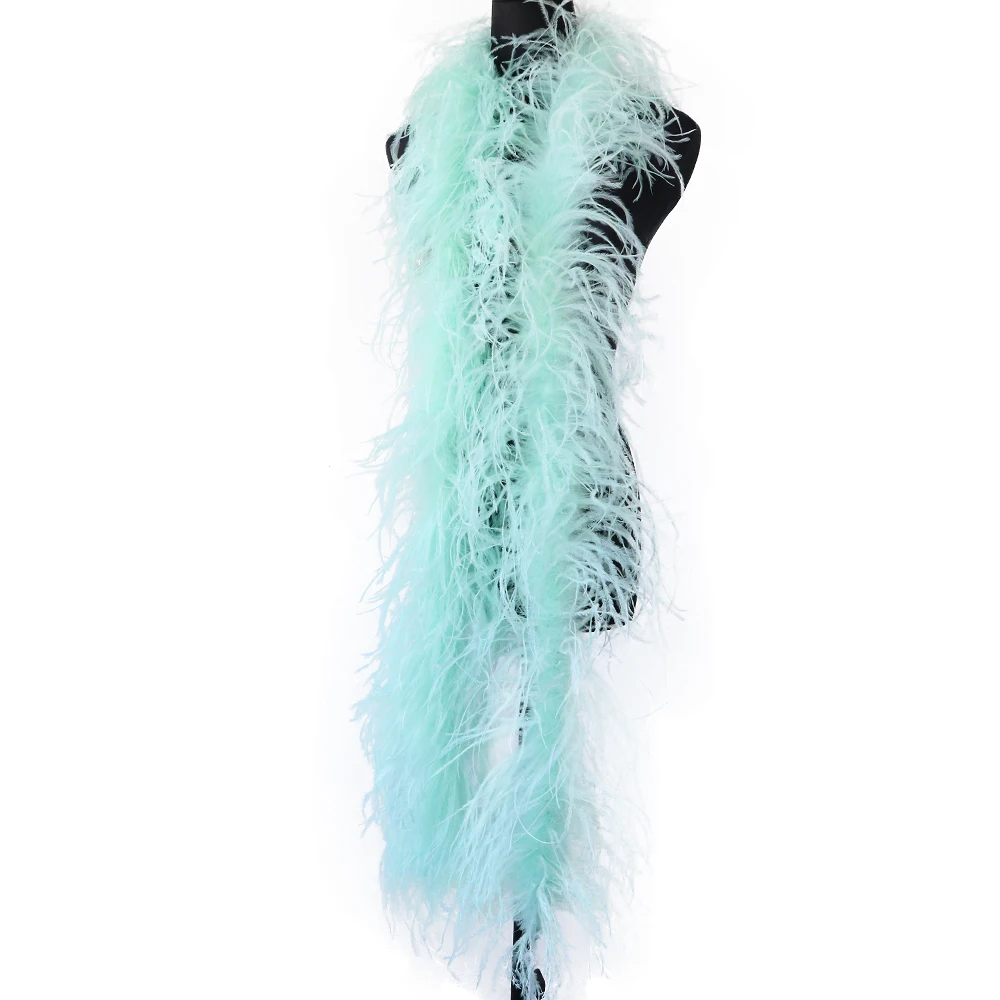 

3Ply Mint Ostrich Feathers Boa Trim 2 Meters Dyed Fluffy Plumes For Wedding Dress Clothes Shawl Decoration Accessories Crafts