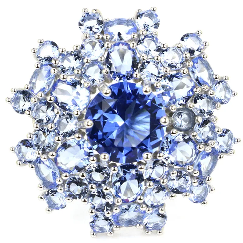 

Кольцо женское из серебра 7,3 пробы с танзанитом, 29 х28 мм