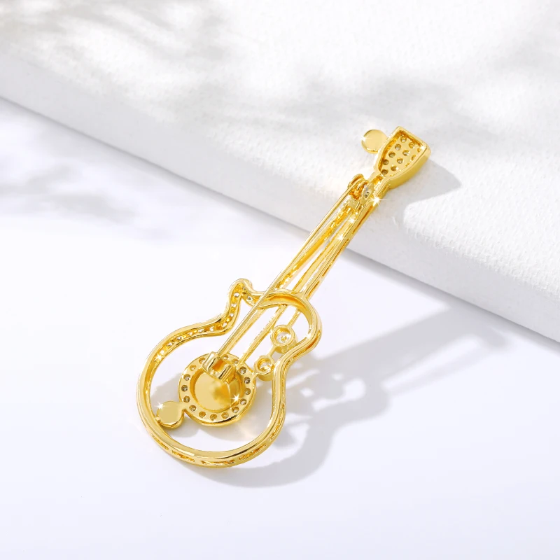 Золотые стразы высокое качество булавки для скрипки маленькие броши гитары