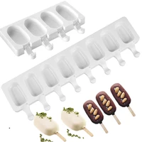 large popsicles molds silicone chocolate maker molds 4 cavities homemade cakesicles oval ice pop molds with 50 wooden sticks