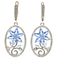 43x17mm new arrival 7g rich blue violet tanzanite white cz women wedding silver earrings
