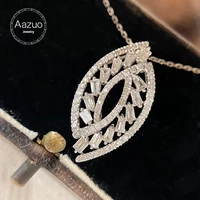 aazuo 18k pure solid white gold real diamond 0 75ct luxury horse eye necklace with chain 45cm gift for womanlady birthdayparty