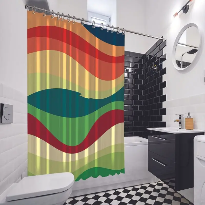 Занавески для душа Красочные абстрактные волнистые узоры природа вдохновленные