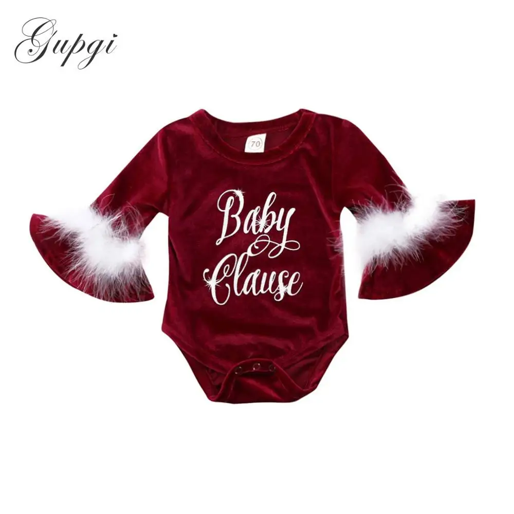 Плиссированный Рождественский комбинезон для маленьких девочек с длинными