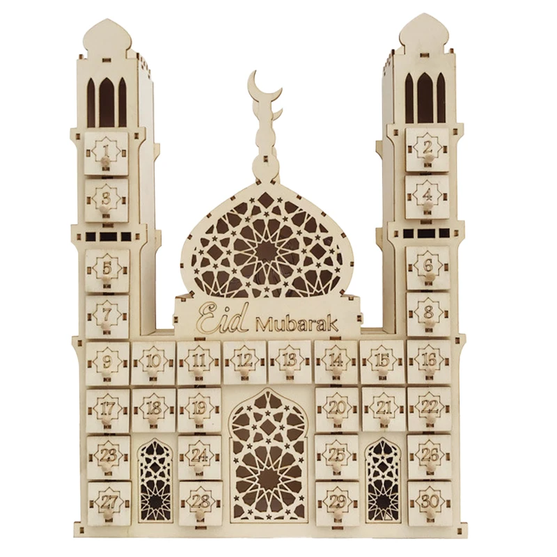 

2022 Eid Mubarak Ramadan Calendar DIY Wood Crafts Ornament Wooden Drawer Home Islam Muslim Party Decoration Ramadan Kaeem Gifts