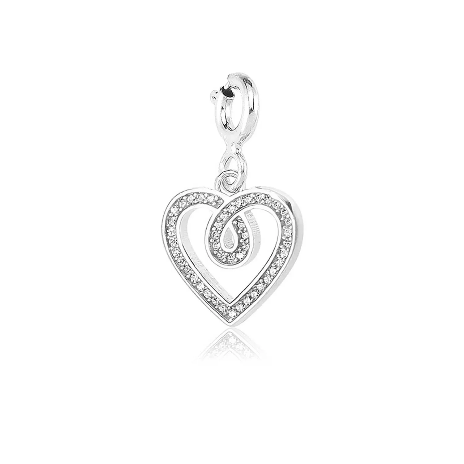 

Драгоценности Бесконечная любовь, циркониевый белый драгоценный камень, родиевое покрытие, Шарм из стерлингового серебра