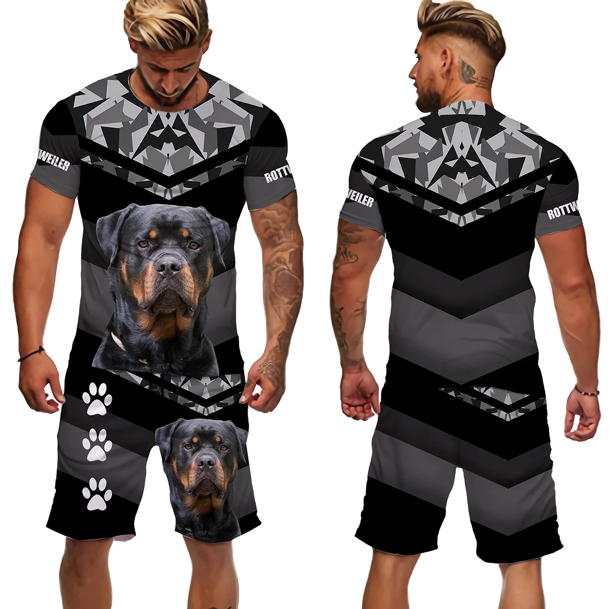 Футболка/футболка/шорты с 3D-принтом собаки ротвейлера комплект мужской летней