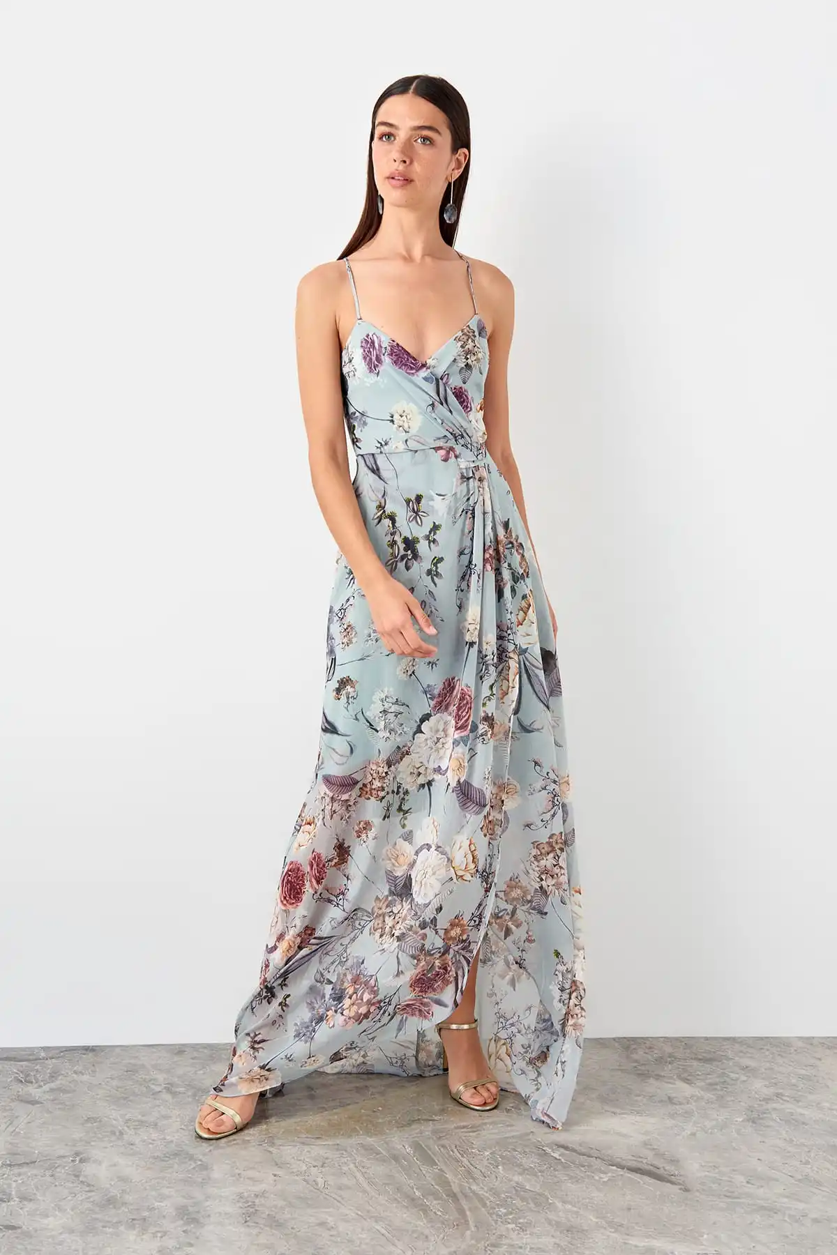 Trendyol водно-зеленое сзади детальное вечернее платье TPRSS19UT0189 | Свадьбы и торжества