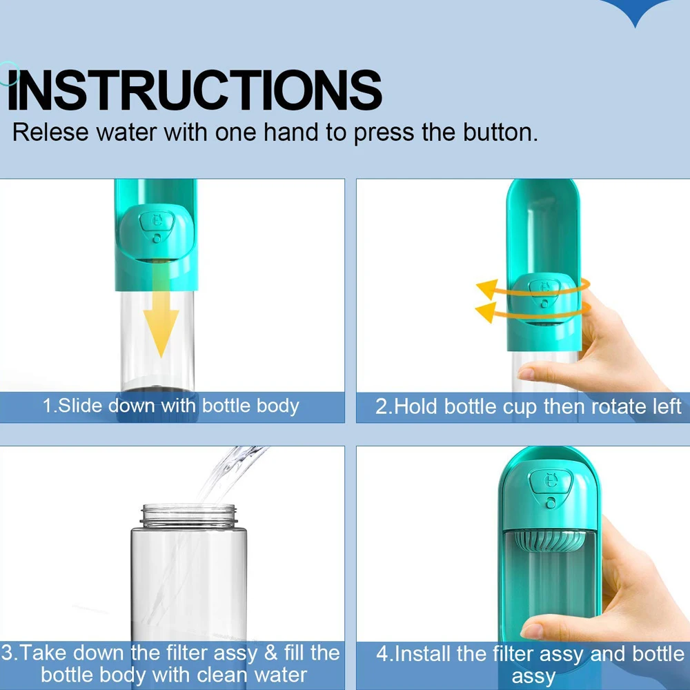 Портативная ПЭТ бутылка для воды пластиковая Telpher бутылочка подачи в Поильник