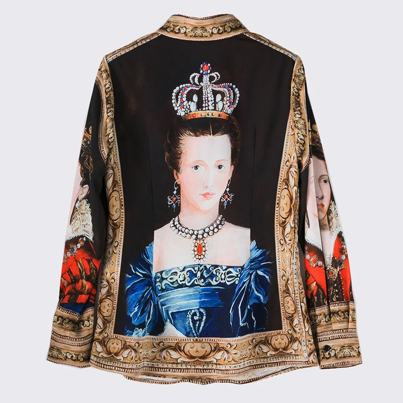 Женская блузка с длинным рукавом подиумная винтажная большие размеры 3XL весна