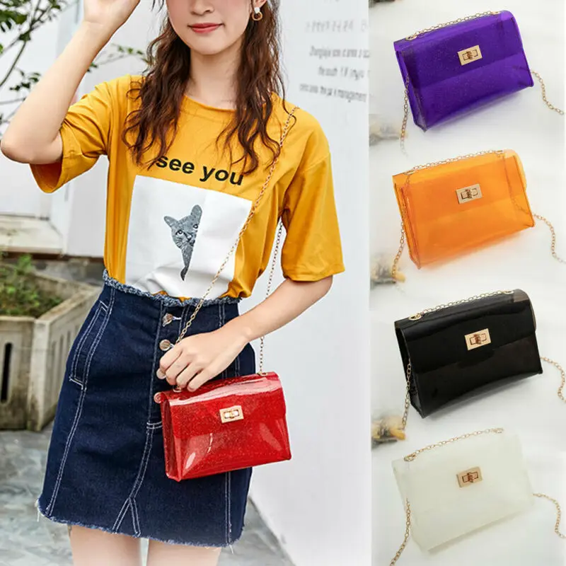 Новинка 2020 женская сумка через плечо из ПВХ прозрачная тоут с цепочкой сумочка