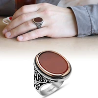 925 sterling silver ring for men agate stone jewelry fashion vintage gift onyx aqeq mens rings all size