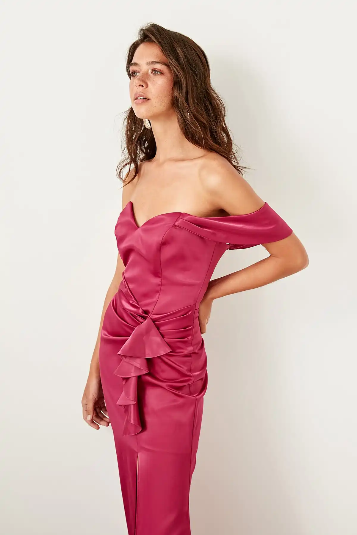 Trendyol вечернее платье с оборками TPRSS19VF0032|Вечерние платья| |