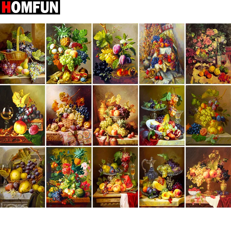 

Алмазная живопись HOMFUN, вышивка крестиком 5D «виноград, персик, арбуз», полноразмерная/круглая вышивка, стразы