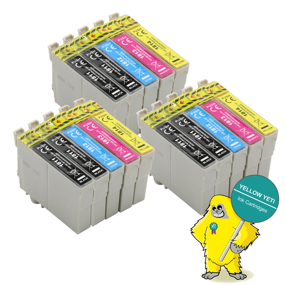 15 шт. совместимый 18XL патрон чернил для принтера Epson T1811 - T1814 18 XL XP30 XP102 202 305 405 205 402 415