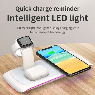 Док станция QI 3 в 1 беспроводное зарядное устройство для Apple Watch 5 4 2 iPhone 11 Pro Xs Max Samsung