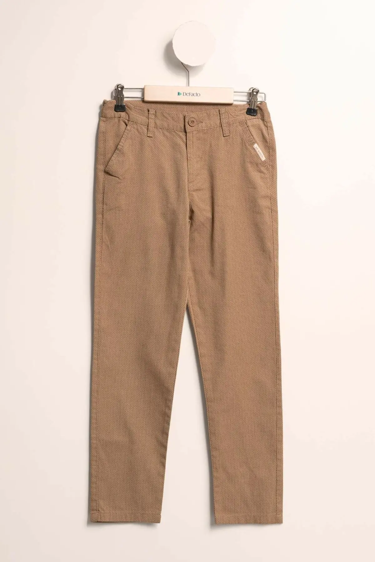 DeFacto/повседневные длинные штаны цвета хаки для мальчиков эластичные Прямые брюки