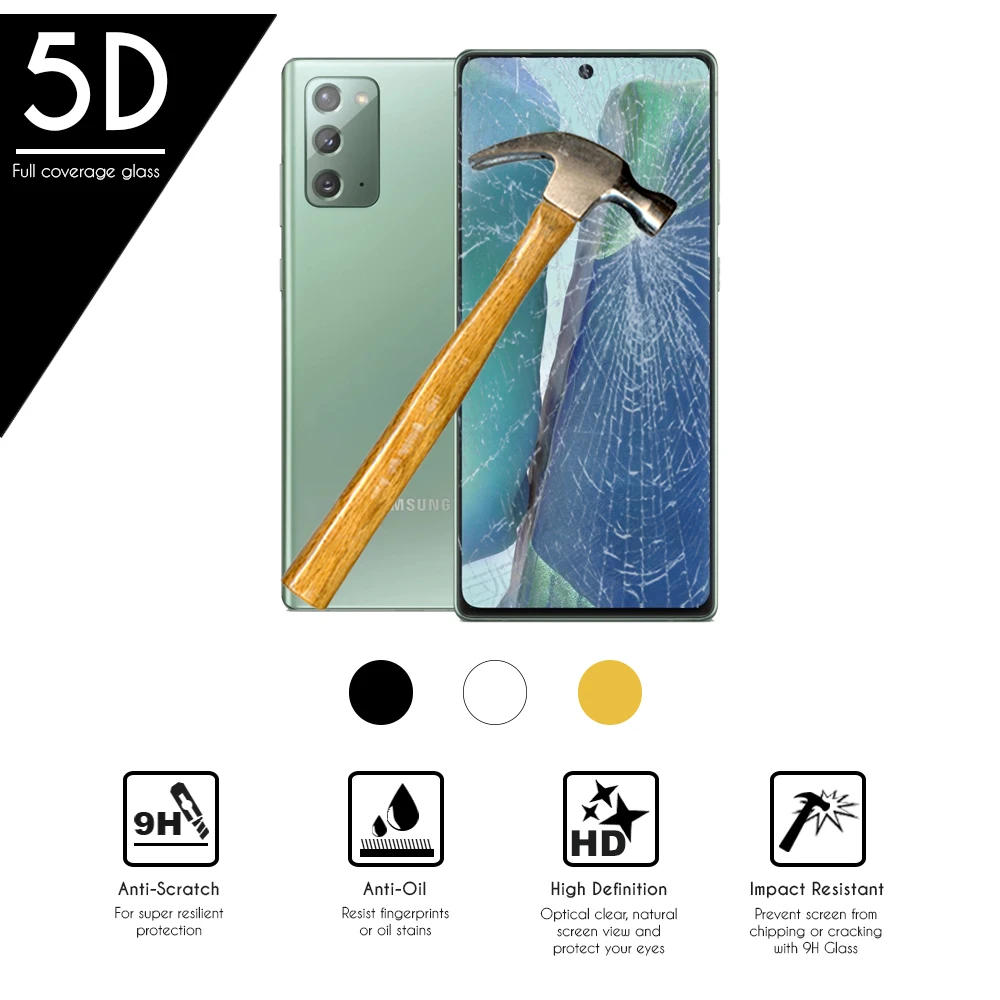 5D смартфон полное Закаленное стекло протектор для Samsung Galaxy Note 20 (5G) 6 7&quot |