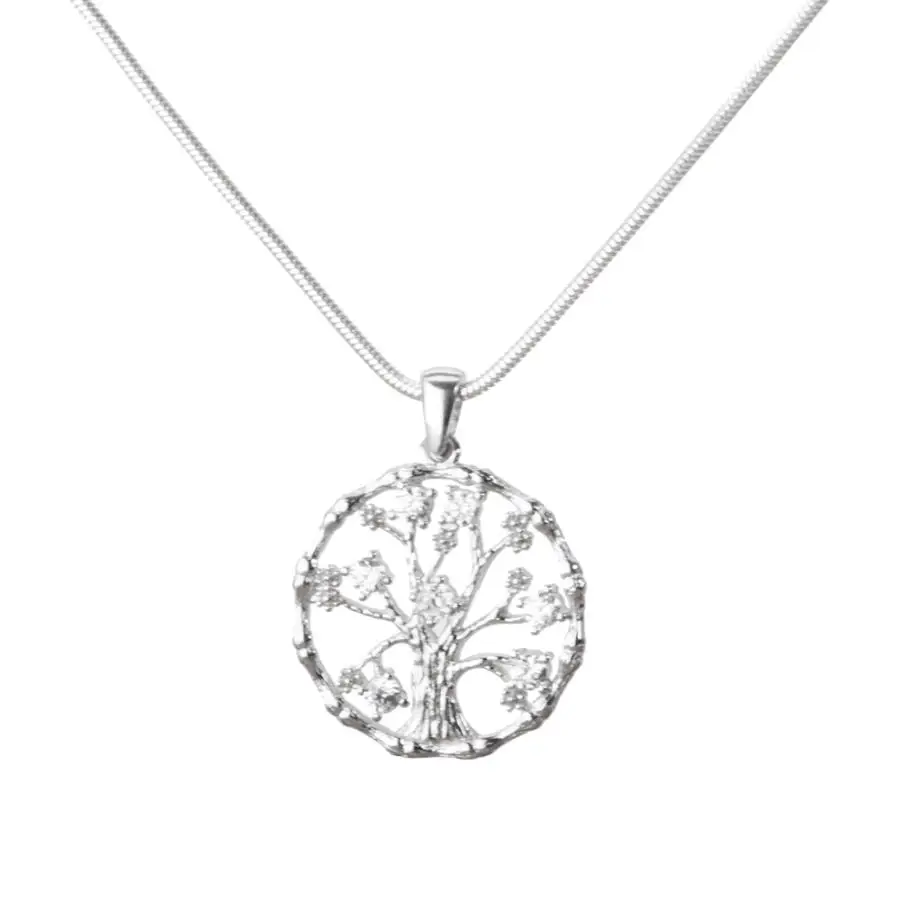 

925 Sterling Silver Tree of Life Model Women Necklace Zircon Gemstone Unique Design Fashionable Accessory Jewelry Quality New