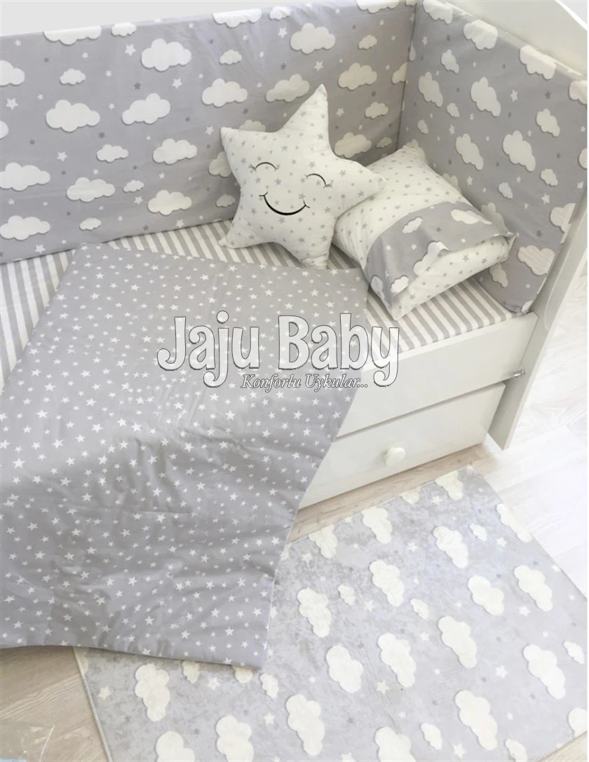 

Jaju Baby Gray Baby Duvet Cover Set and Crib Edge Protection