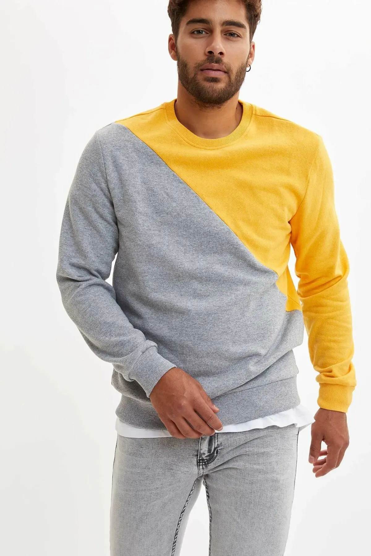 DeFacto мужские Модные Лоскутные свободные хлопковые топы в стиле Джокер