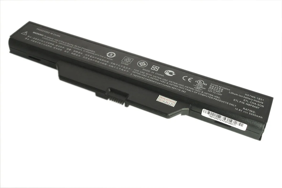 Аккумуляторная батарея для ноутбука HP Compaq 550 610 (HSTNN-IB62) 10 8V 5200mAh OEM черная |