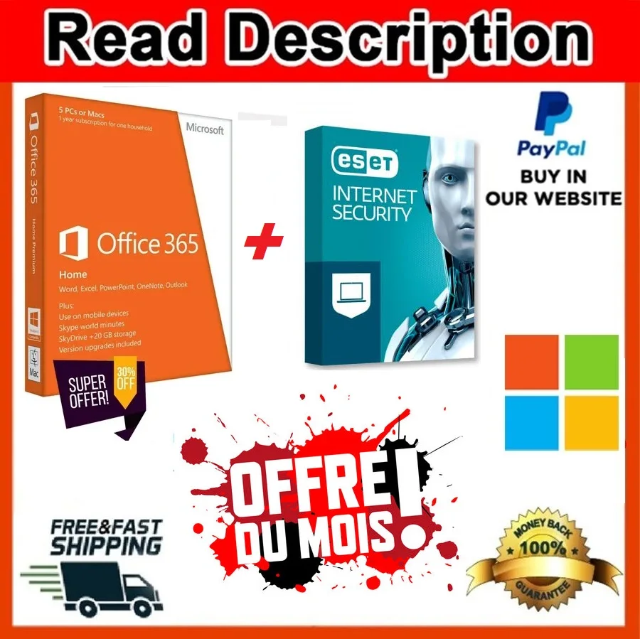 

{✔️ESET INTERNET security 3 Ans+ Microsoft office 365 pro plus ✔️ (Lire la DESCRIPTION)✔️}