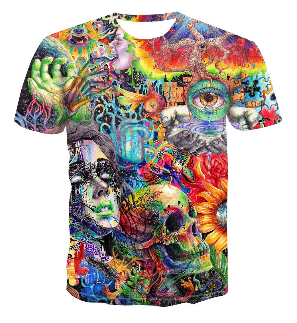 

New Fashion Creative Personality Casual Street Thin 3D Printing Short-Sleeve T-Shirt