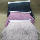 2021 Новинка! Лента из страусиных перьев, 10 метров, длина перьев 8-10 см, одежда, украшение, ткань, розовое,черное,фиолетое