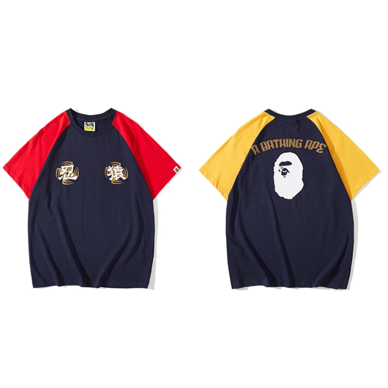 Летняя футболка Bape с рукавом реглан в японском стиле ниндзя 2021 цветная