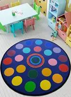 Confetti Circles Dark Blue Border Anti Allergic 100% Baby/Child Friendly Kids Rug