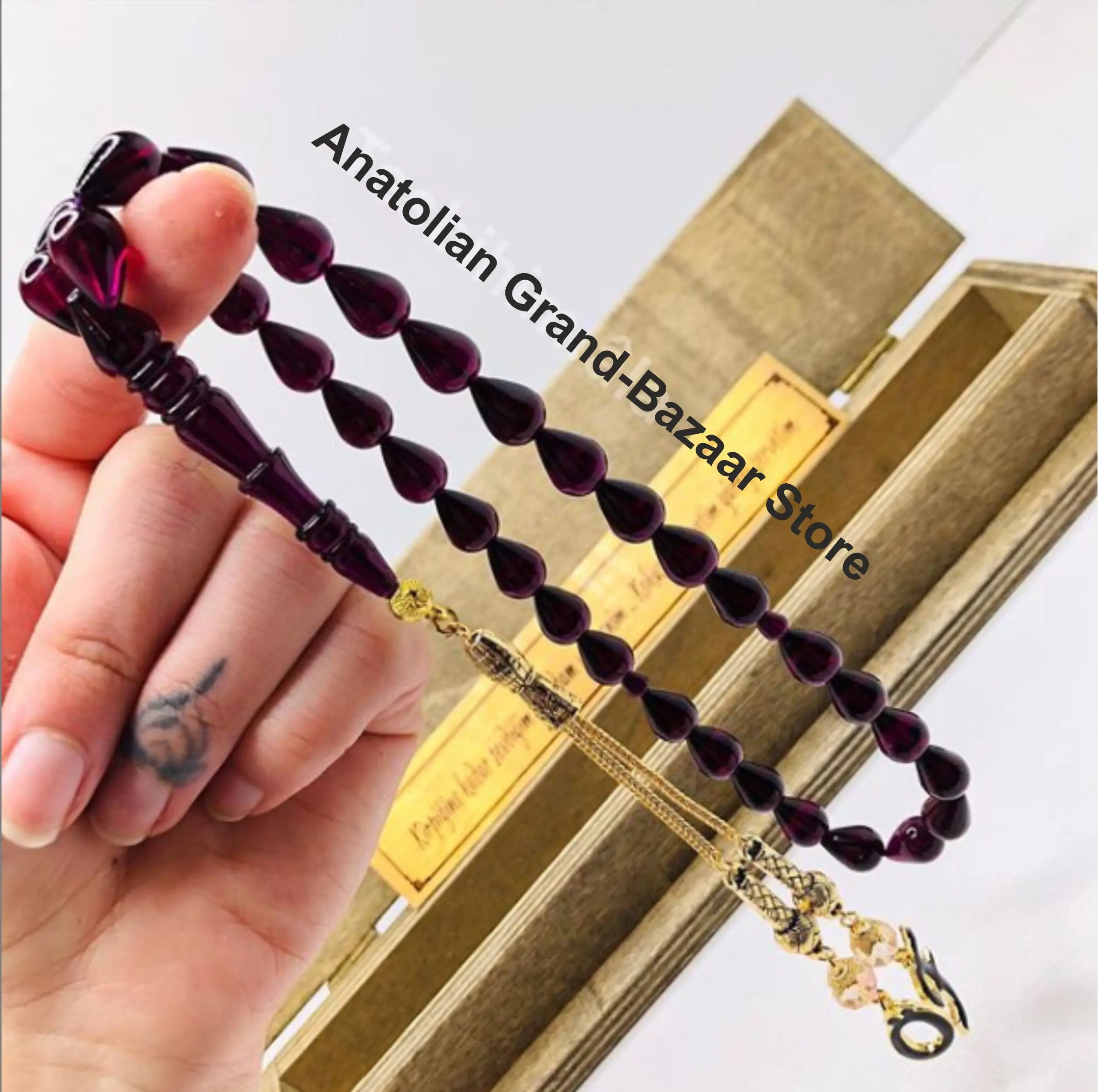 Ислам Мусульманские четки бусины браслеты для мужчин и 33 янтарные молитвенные