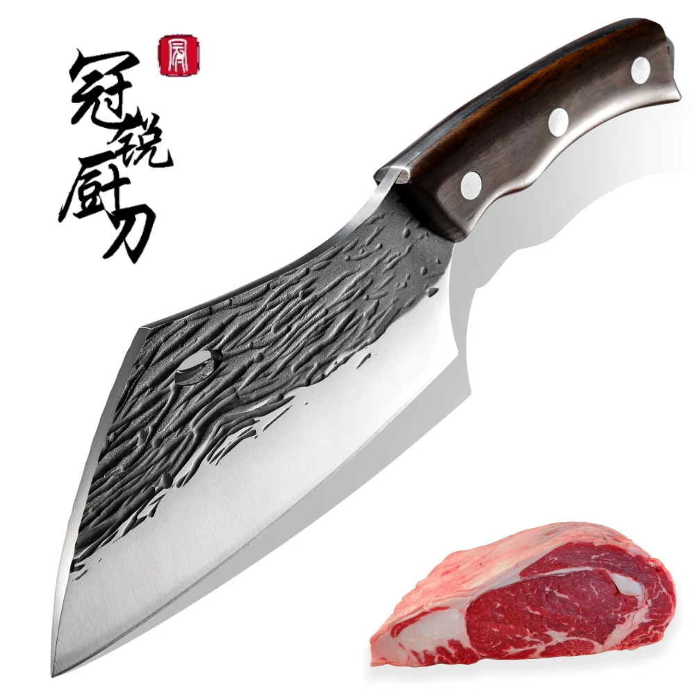 

Ручная ковка китайский Мясник шеф-повара кухонные ножи из высокоуглеродистой стали мясник барбекю уличный инструмент для приготовления пи...