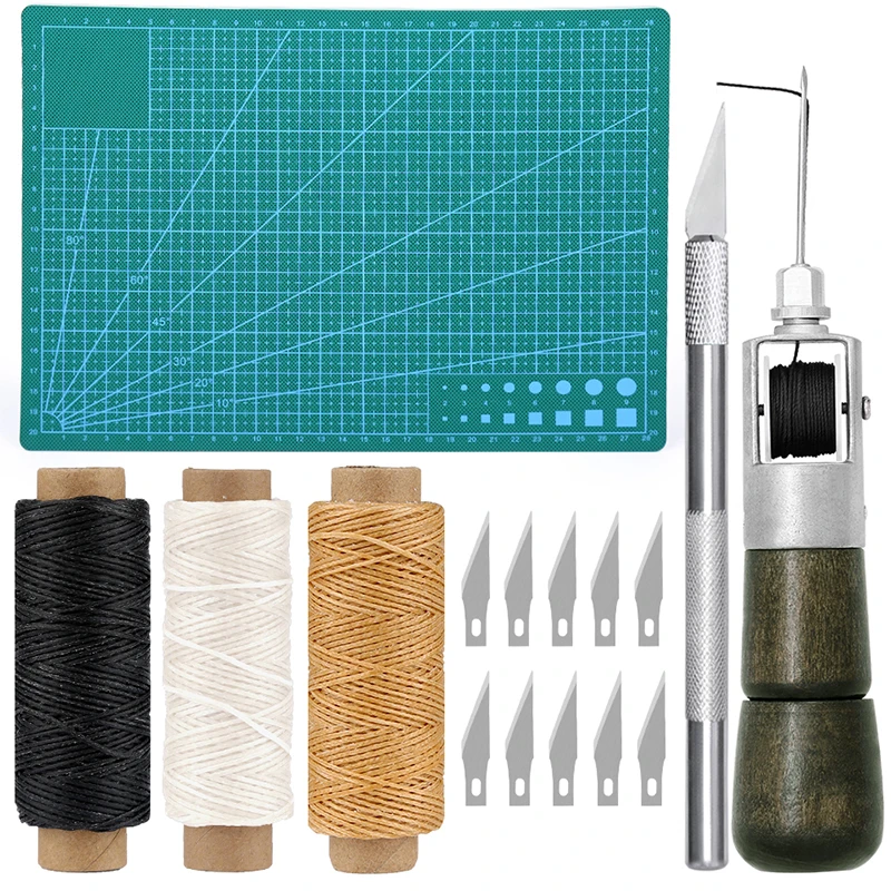 

KAOBUY Professional Leather Craft Tools Kit Hand Sewing Stitching Punch Carving Work Saddle Set Accessories DIY Tool Set