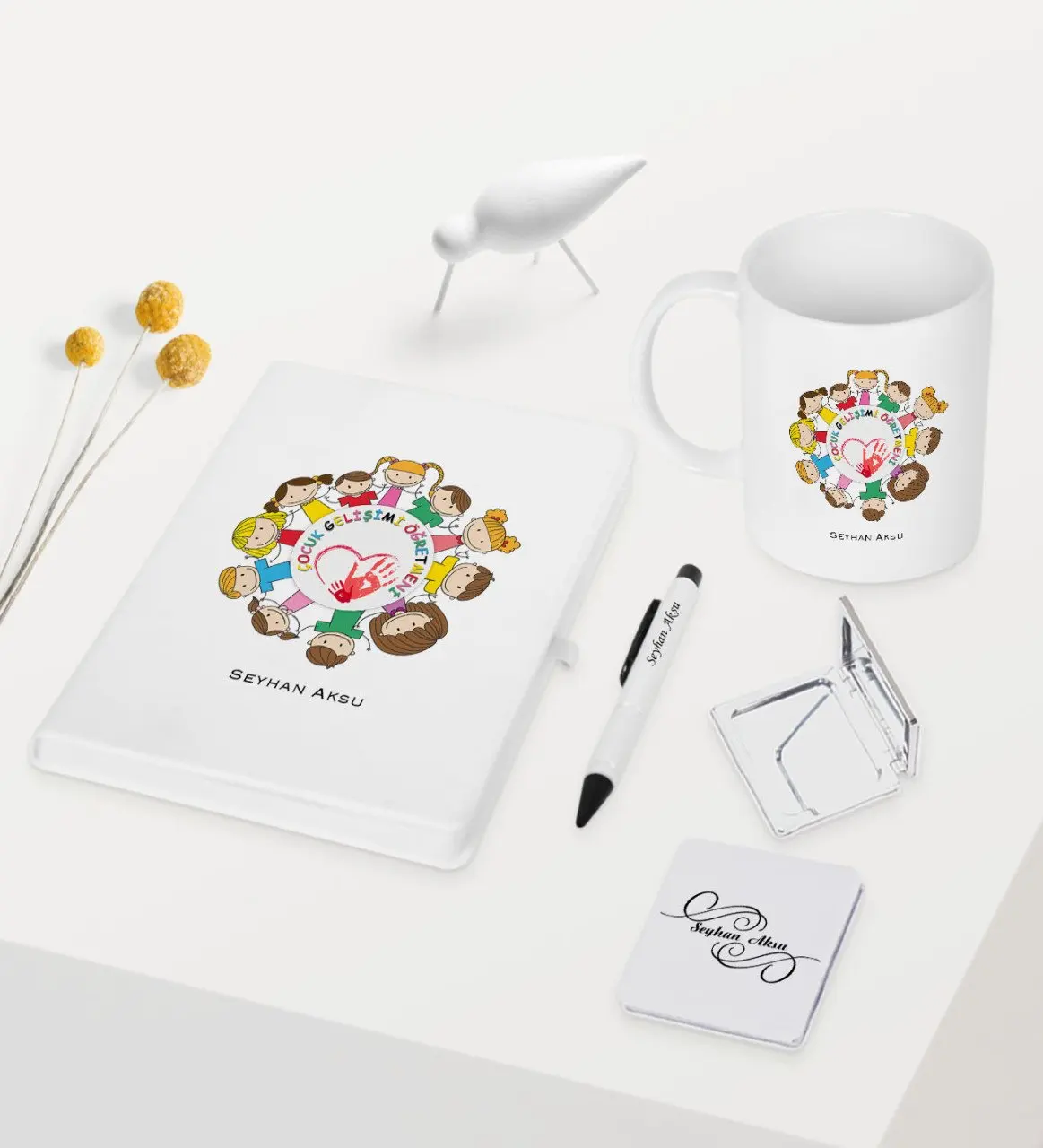 

Персонализированная детская развивающая белая ручка для записной книжки, набор зеркал для чашки-1