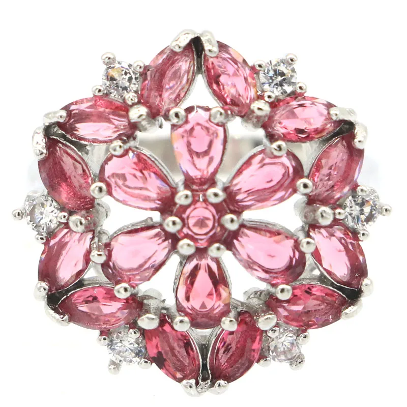 20x20mm Pretty Pink Raspberry Rhodolite Garnet London Blue Topaz Women Gift Silver Rings Wholesale Drop Shipping