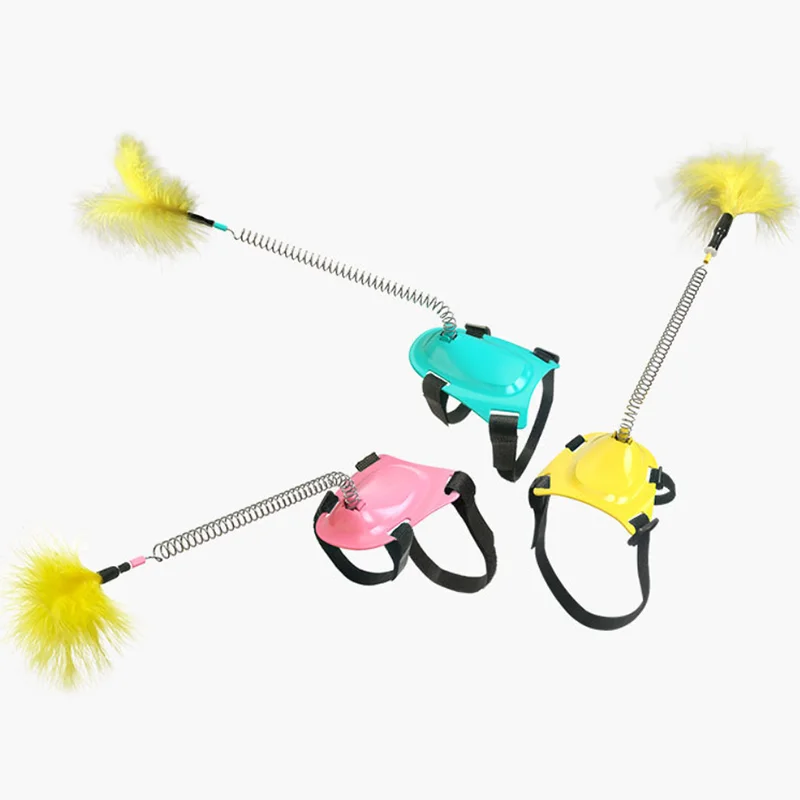 

Hands-free Feather Teaser Toy for Cat Adjustable Velcro Fit Shoes of Different Sizes Antistress Interactive Kitten Toy Accessory