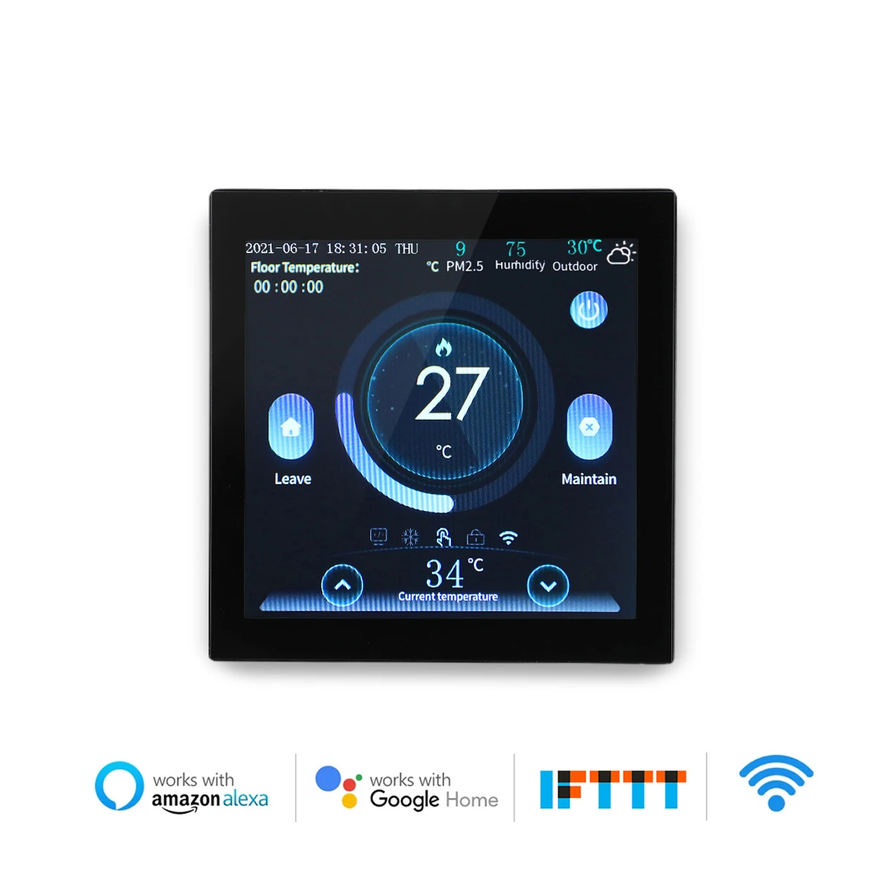 LCD color screen doodle intelligent WIFI thermostat Remote water floor heating thermostat